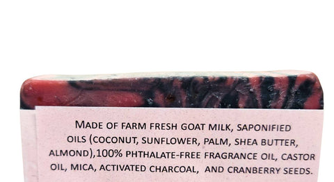 Natural Goat Milk Soap | Charcoal and Cranberry Seed Scrub | Cherry Bomb
