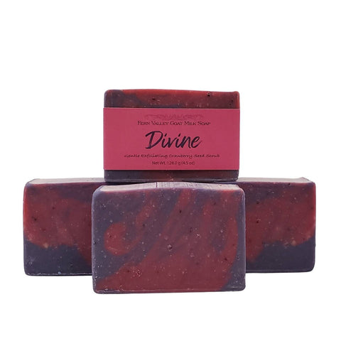 Devine Natural Goat Milk Soap | Exfoliating Cranberry-Seed Scrub