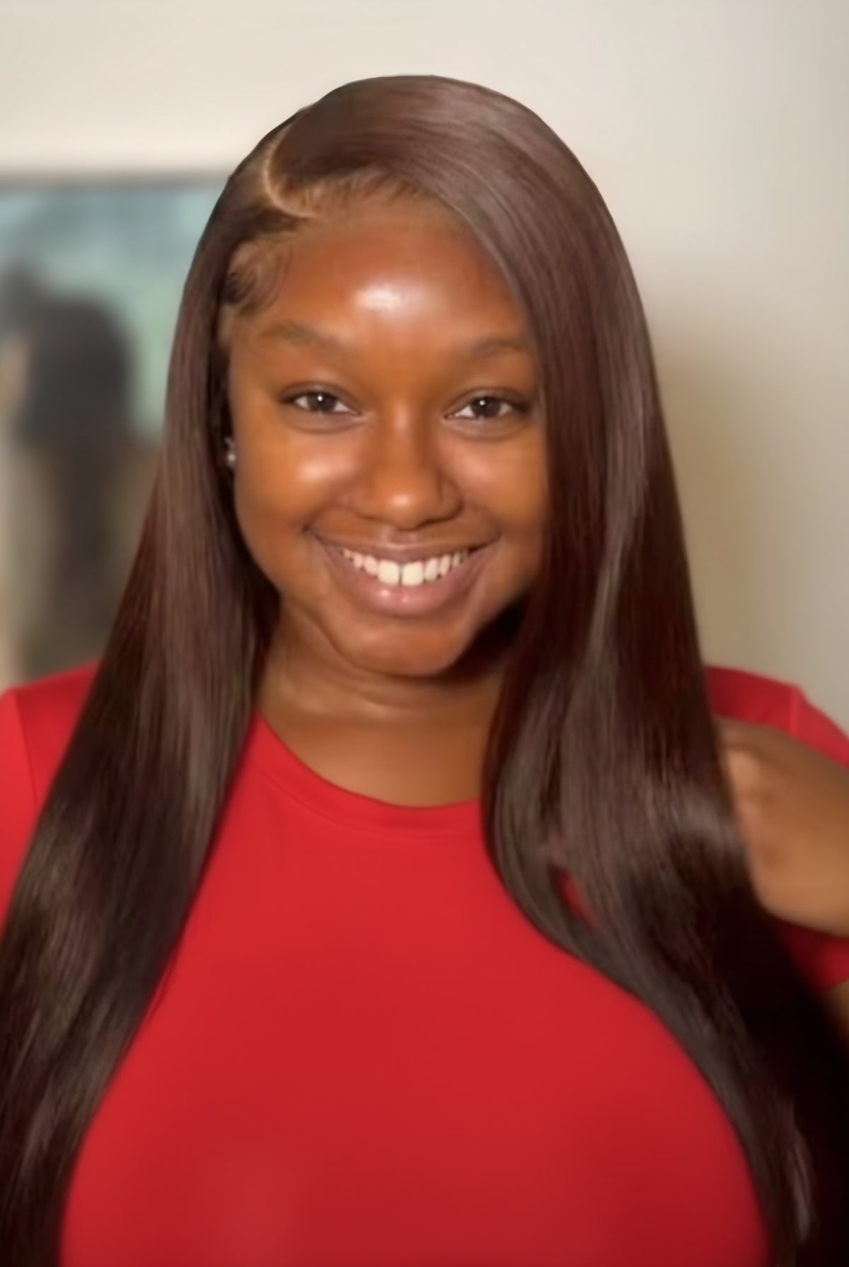 Brown straight frontal wig